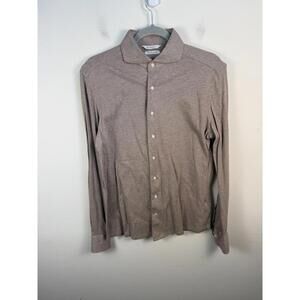 SuitSupply Extra Slim Fit Button Up Dress Shirt Brown Italian Fabric 15.5